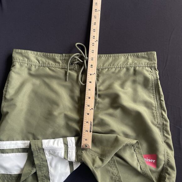 Pacsun Budweiser Mens Swim Trunks Size 34 Green Board Shorts Beer Unlined - Picture 12 of 13